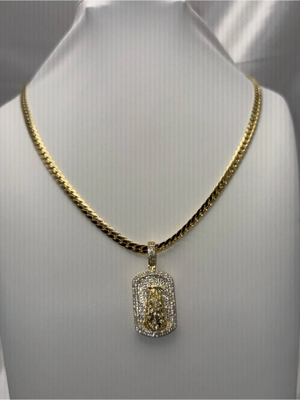 24 Inch 18K Gold Dipped Grim Reaper Snake Cuban Necklace Combo Set AAACZ
